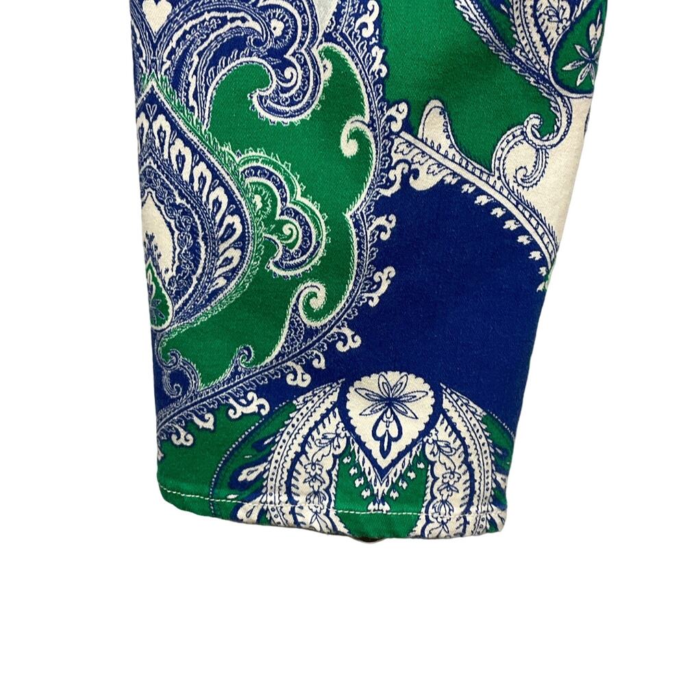 CHICOS Platinum Mykonos Scarf Crop Jeans Paisley Print Blue White sz 1 8 10 - Picture 9 of 12